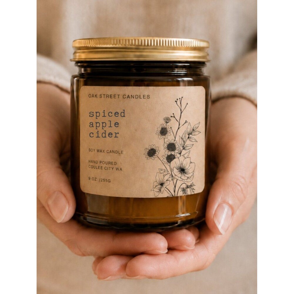 Oak Street Candles Spiced Apple Cider Soy Candle 9 Oz